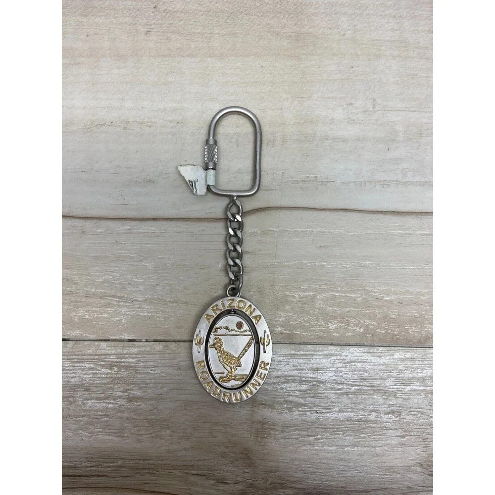 Vintage Arizona Roadrunner Spinner Keychain Travel Souvenir
